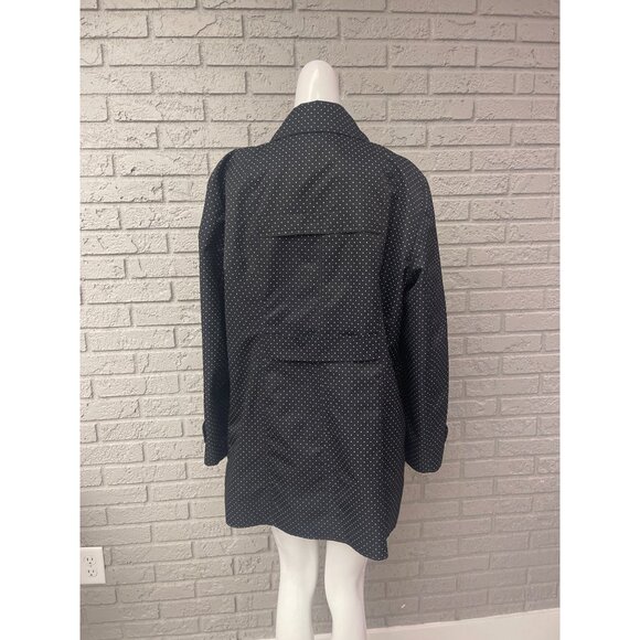 Gallery Women Black White Polka Dot Water Repellent Raincoat Size L - Picture 2 of 10